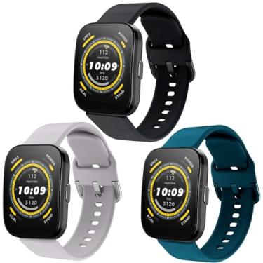 Imagem de ViCRiOR Pulseiras de relógio compatíveis com Amazfit Bip 6/Bip 5/GTR 4/GTR 3 Pro/GTR 3/GTR 2/GTR 2e/GTR 47 mm, pacote com 3 pulseiras de silicone macio de 22 mm para Amazfit Cheetah Pro/Balance