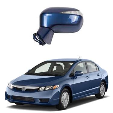 Imagem de Conjunto de espelho lateral do motorista adequado para HONDA CIVIC 2006 2007 2008 2009 2010 2011 HONDA CIVIC ajuste de lente de substituição do espelho retrovisor do carro, luz LED