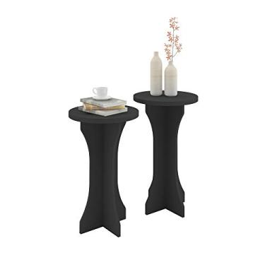 Imagem de Conjunto 2 Mesas Apoio LUCK 100% MDF cor Preto - Artely