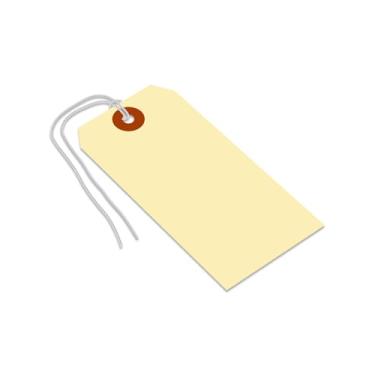 Imagem de SmartSign Etiquetas de envio Manila em branco com cordas pré-anexadas, tamanho 5, pacote com 1000, etiqueta de cartão Manila de 13 pontos de espessura, etiquetas de pendurar de papel de 12 x 6 cm com