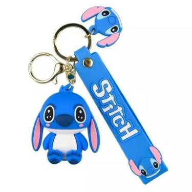 Imagem de Chaveiro com Pingente Stitch e Lilo Angel 3D Emborrachado Disney Chave