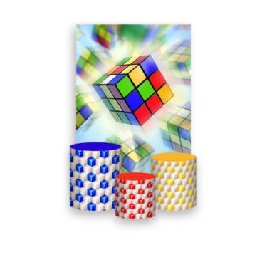 Imagem de Painel De Festa Vertical 1,50 x 2,20 + Trio De Capas Cilindro - Cubo M