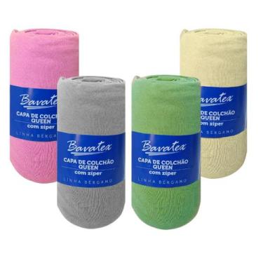 Imagem de Capa De Colchão Com Zíper Queen Cama Box Malha 100% Algodão - BAVATEX,