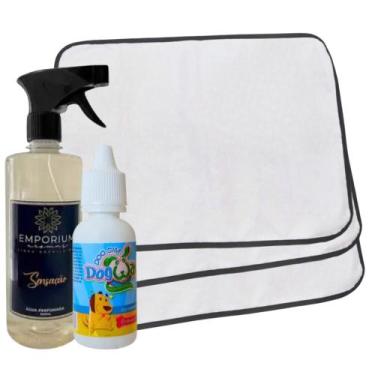 Imagem de Kit 9 Tapetes Higiênicos Pet + Água perfumada Spray 500ml Emporium + X
