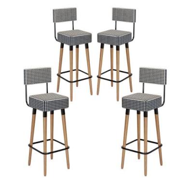 Imagem de Kit 04 Bancos Banquetas Pés Palito Barcelona Suede Cardan - Salaone