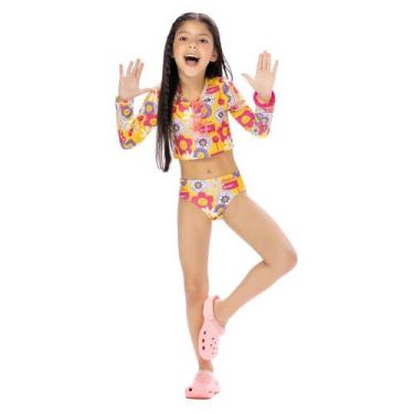 Imagem de Biquíni Infantil Juvenil Manga Longa Com Proteção UV Cropped - Aymee, 
