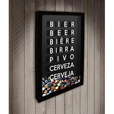 Imagem de Quadro Porta Tampinhas Cerveja no mundo - Quadro Novo, 45x63, Preto