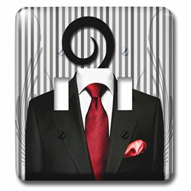Imagem de 3dRose Lsp_202978_5 cm Terno masculino de casamento com gravata vermelha para o noivo ou padrinho interruptor duplo, multicolorido
