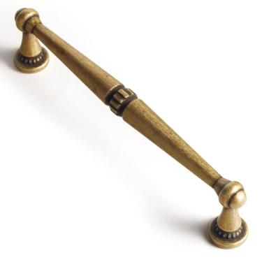 Imagem de Goo-Ki Pacote com 6 puxadores de gaveta de latão antigo, 6-5/16" (160 mm) c-c Vintage Retro Bronze Dresser Handle Bar Pull Solid Zinc Alloy Kitchen Hardware para armário de eletrodomésticos de