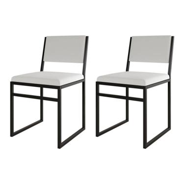 Imagem de Kit 2 Cadeiras De Jantar Industrial Isa Assento Corino Branco