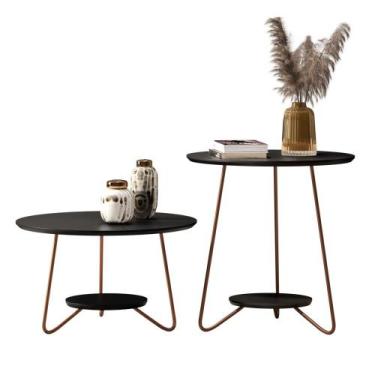 Imagem de Conjunto De Mesa Centro E Lateral Liz Pés De Ferro - Várias Cores - EJ