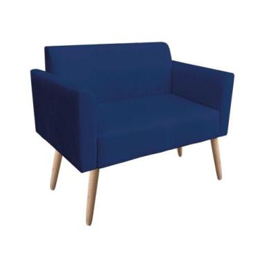 Imagem de Namoradeira Marisa Suede Azul Marinho Pés Palito Natural - D'ROSSI
