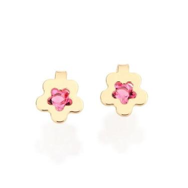 Imagem de Brinco Infantil Rommanel Flor Com Cristal 524292, Dourado