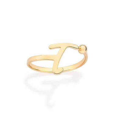 Imagem de Anel Rommanel Letra Ajustável Folheado a Ouro 513440, Dourado, 18