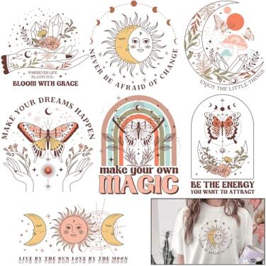 Imagem de Flowing Fun 8 folhas de ferro boêmio em transferências - transferência de calor htv ferro de vinil em decalques design de remendos - ferro em adesivos camisetas roupas chapéus travesseiros m