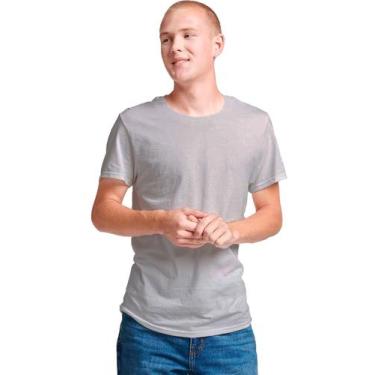 Imagem de Camiseta Básica Manga Curta Sem Estampa Leve - Slim Fitness, Cinza, EG