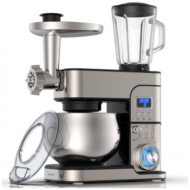 Imagem de Batedeira Planetária 6 em 1 Elétrica 6L com 6 Velocidades Aço Inoxidável 1200W, 110v, LILPARTNER, Cinza escuro