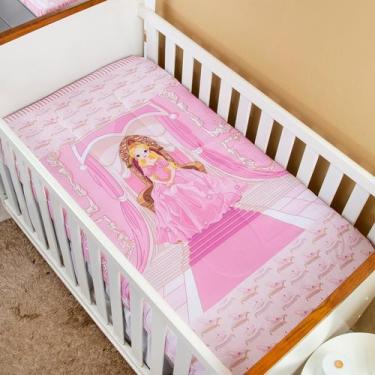 Imagem de Edredom Berço Americano para Bebê Menina Sublimado - Carinha de Anjo, 