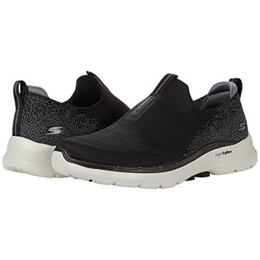 Imagem de Skechers Gowalk 6 – Tênis de caminhada masculino com ajuste elástico, sem cadarço e desempenho atlético, Preto/cinza, 11.5 X-Wide