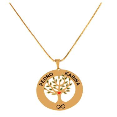 Imagem de Colar Cordão Arvore da Vida Nome Lembrancinha Folheado 18k