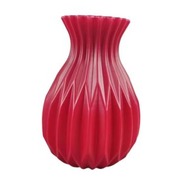 Imagem de WeiLaiKeQi Vaso de flores Arranjos florais Rústico Minimalista Vaso inquebrável Recipiente floral para cafeteria Quarto Decoração de casa, Vermelho