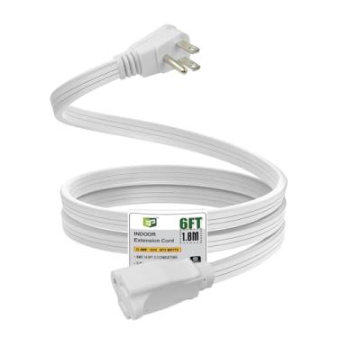 Imagem de EP Cabo De Extensão Para Aparelhos Alta Resistência 6 Pés - Calibre 14, 3 Pinos Spt-3, Ideal Condicionadores Ar, Geladeiras E Eletrodomésticos Uso Interno, Branco