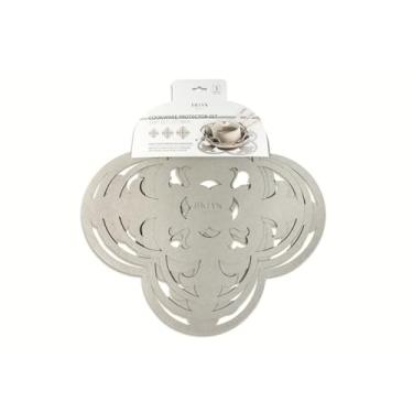 Imagem de Core Kitchen Conjunto De 3 Protetores Panelas Kitchen, E Frigideiras Feltro Cortados A Laser Para Organização Empilhamento - Quatrefoil Haze