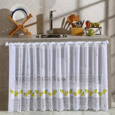 Imagem de Cortina de Renda Para Cozinha Pia ou Meia Janela 2.00m x 80cm Limão Si