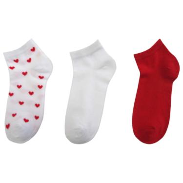 Imagem de Conjunto de Meias Soquetes 3 Pares Estampada Vermelha e Branca Tamanho 27 ao 33 - Basic+