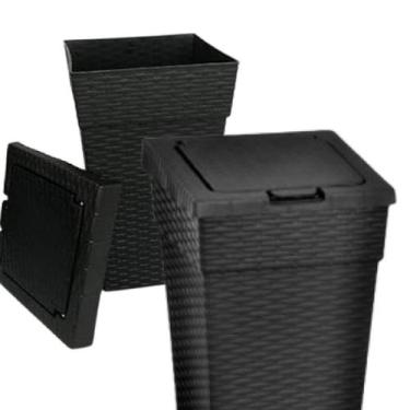 Imagem de Lixeira Cesto de Lixo Rattan Tampa Click 10 Litros para Banheiro e Pia