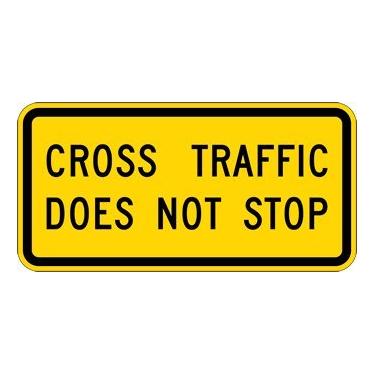 Imagem de Cross Traffic Does Not Stop Warning 30,5 cm x 20,3 cm Placas metálicas de alumínio para ambientes externos e internos