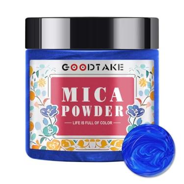 Imagem de GOODTAKE Klein Blue Mica em pó, pigmento de cor de resina, pigmento viscoso, pó de mica para fabricação de velas, sabonete, resina epóxi, slime, arte de unhas, tinta (azul Klein, 60 g)