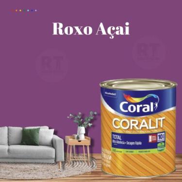 Imagem de Esmalte Sintético Base Água Coral Coralit 800ml Tinta Cor Roxo Acetina