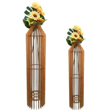 Imagem de Vaso de Chão Decorativo Grande MDF PENEDO - LENOBRE, MDF CRU, Kit com 