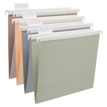 Imagem de Y YOMA Pacote com 6 pastas de arquivo coloridas para pendurar, tamanho carta, suporte de plástico, removível, pasta decorativa para arquivo, escritório, casa, com abas ajustáveis, cor Morandi