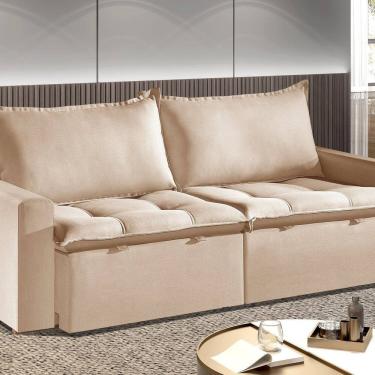 Imagem de Sofá Cama Retrátil e Reclinável 190cm Veludo Itália Bege