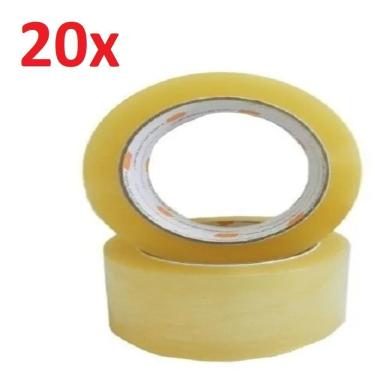 Imagem de Kit 20 Fita Adesiva Transparente 100 Metros 45Mm X 100M Para Caixa De Papelao Pacotes Embalagem Ecommerce