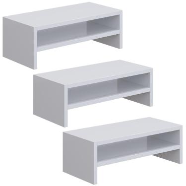 Imagem de Kit 03 Suportes Para Monitor Stand Home Office Lap 63 cm L03 Branco - Lyam