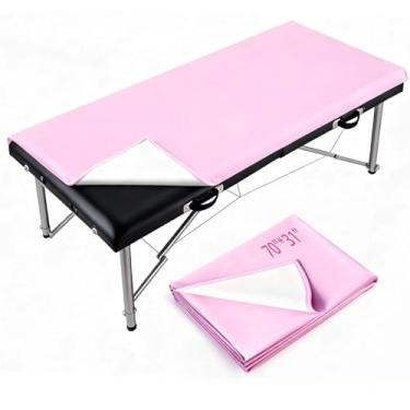 Imagem de ASTONFOG Capa de cama para cílios de 177 x 81 cm, capa de mesa de massagem de couro PU, capa de mesa de cera à prova d'água, almofada de cera não pegajosa para enxertar camas de cílios, mesas de