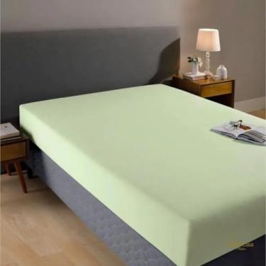 Imagem de Lençol de Casal com Elástico Dóhler Verde Claro de 130 Fios