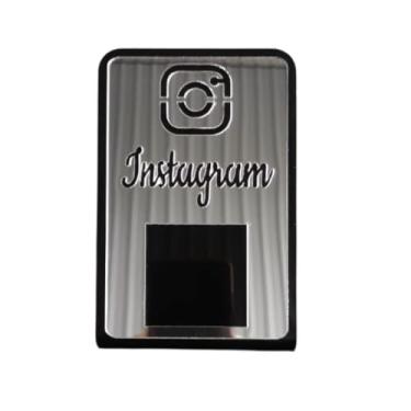 Imagem de Placa Qr Code Acrílico Mesa Balcão Comércio Instagram (Preto com Prata, Padrão)