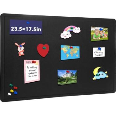 Imagem de Quadro de avisos, quadro de cortiça de 61 x 45 cm com 20 pinos, placa de cortiça de feltro, placa de aviso de cortiça, quadro de visão autoadesivo, quadro de humor quadro de fotos dobrável para parede