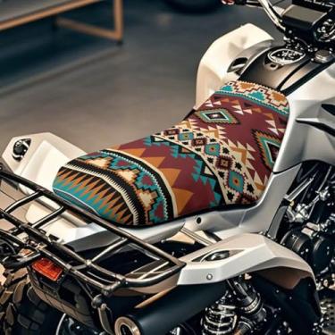 Imagem de Doojoayie Capa de assento para quadriciclo estilo étnico africano acessórios quadriciclo 68 cm × 25 cm capa de assento de quatro rodas com borda elástica antiderrapante protetor de banco traseiro de 4