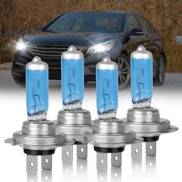 Imagem de IVBDQV Adequado para lâmpadas de farol Sonata 2011-2014, farol alto H7 e farol baixo H7 H7 lâmpadas de farol 300% brilho alto desempenho combo 4 peças