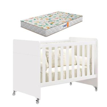 Imagem de Berço Americano Evolution 4 Em 1 Branco Acetinado Com Colchão Gazin - Reller