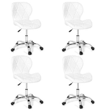 Imagem de Kit 4 Cadeiras Office Eiffel Slim Com Base Giratória E Ajustável Branco