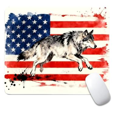 Imagem de CANFLASHION Mouse pad quadrado, mousepad pequeno personalizado com designs, base de borracha antiderrapante para jogos para computadores, laptop, escritório, 240 mm x 200 mm x 3 mm, bandeira americana