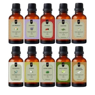 Imagem de Super Kit 10 Essências Hidrossolúveis 30Ml Difusor Aroma - Nattuaromas
