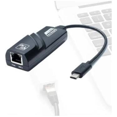 Imagem de Adaptador USB Tipo C para RJ45 Gigabit Ethernet, 1000 Mbps, Plug and Play, 10cm, Preto, Compatível com Windows/Linux/Mac/Android