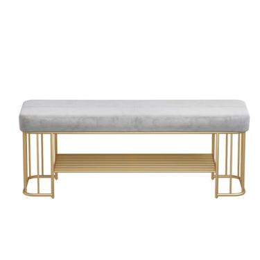 Imagem de Armários para sapatos com prateleiras para sapatos Banco de sapatos, banco, com almofada, assento acolchoado, entrada armazenamento, metal para, corredor, mudroom, sala estar(Gray,100 * 35 * 45cm)